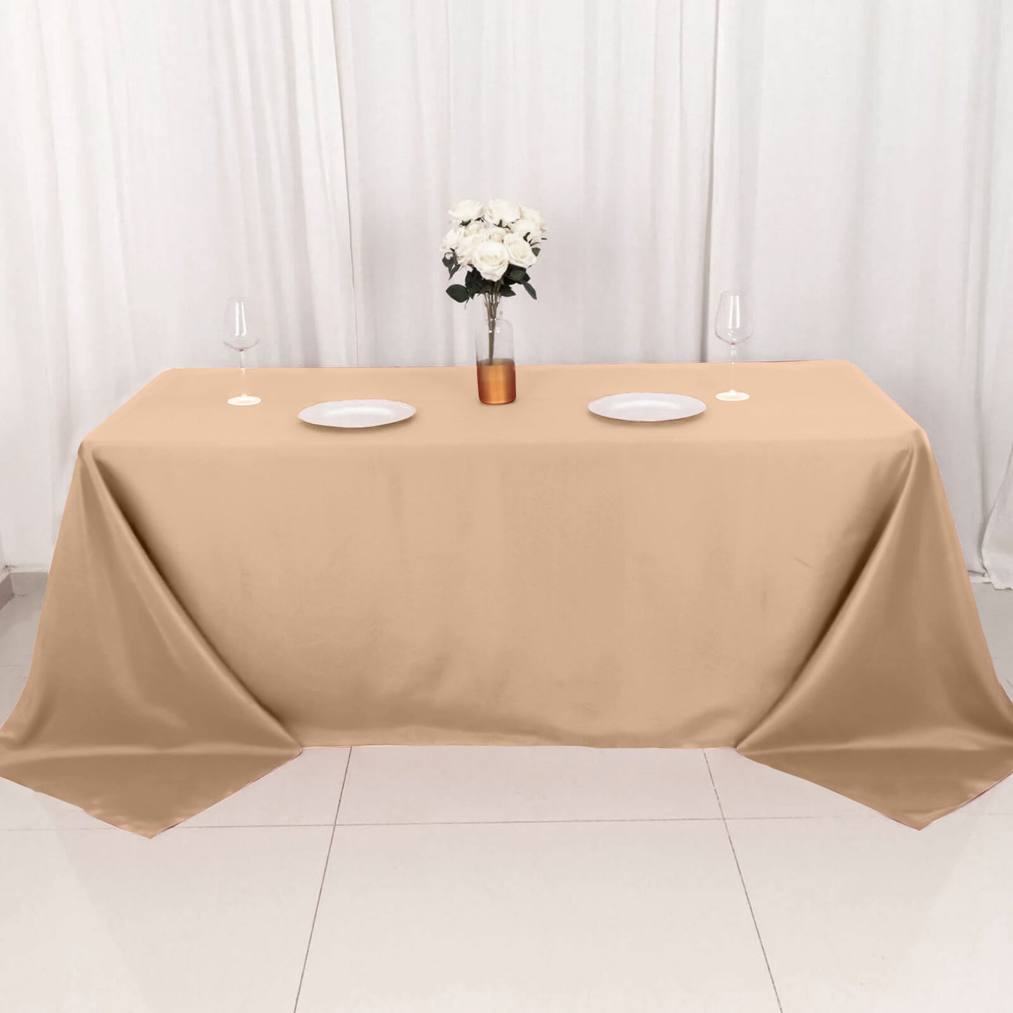 90"x132" Nude Seamless Polyester Rectangular Tablecloth