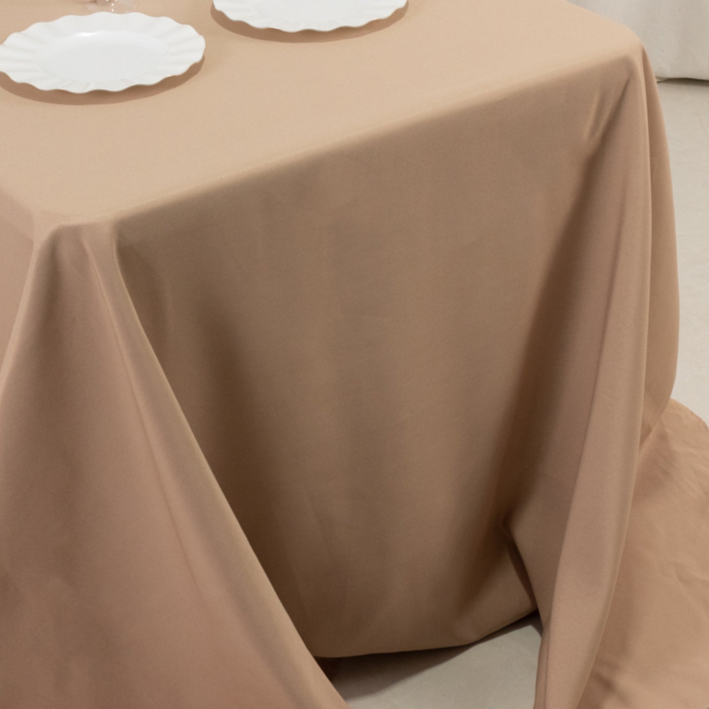 90"x132" Nude Seamless Premium Polyester Rectangular Tablecloth - 220GSM for 6 Foot Table With Floor-Length Drop