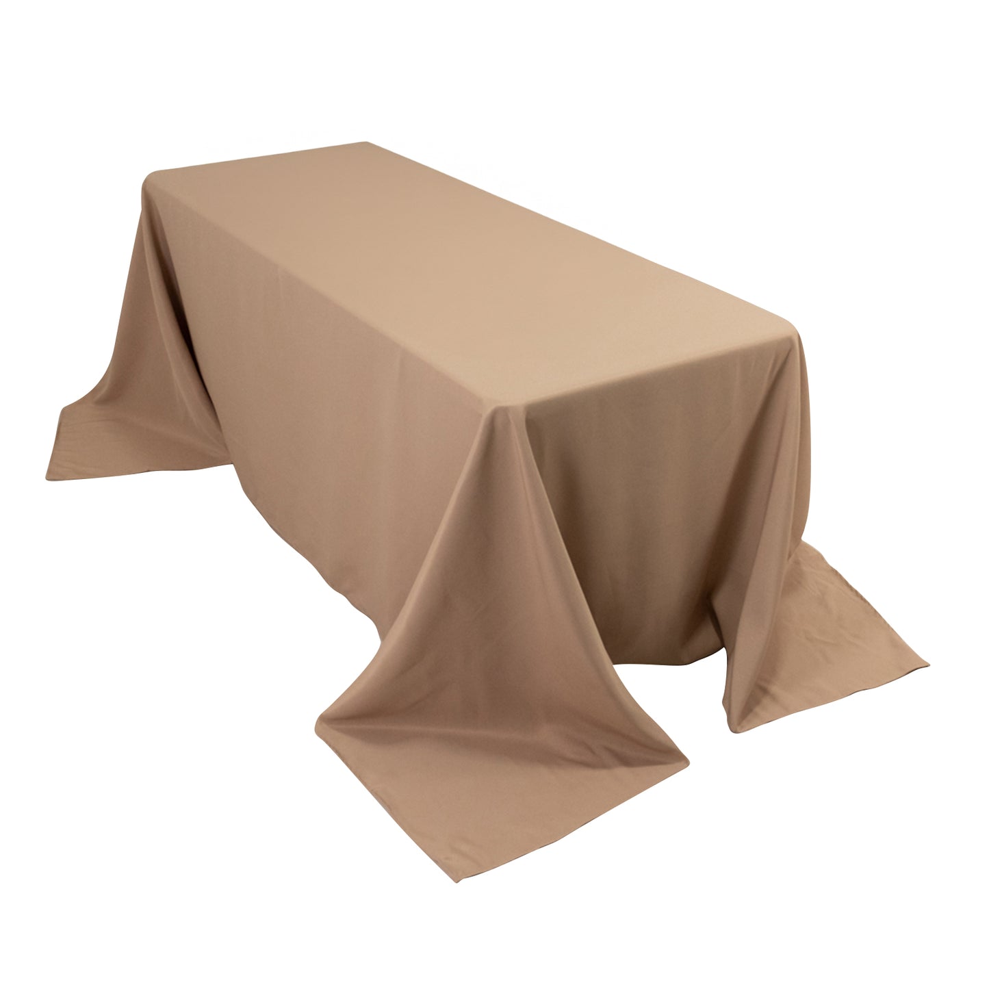 90"x132" Nude Seamless Premium Polyester Rectangular Tablecloth - 220GSM for 6 Foot Table With Floor-Length Drop