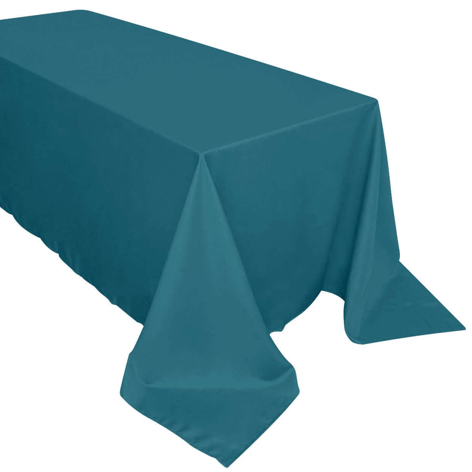90x132 Inch Tablecloth Peacock Teal Rectangular Polyester