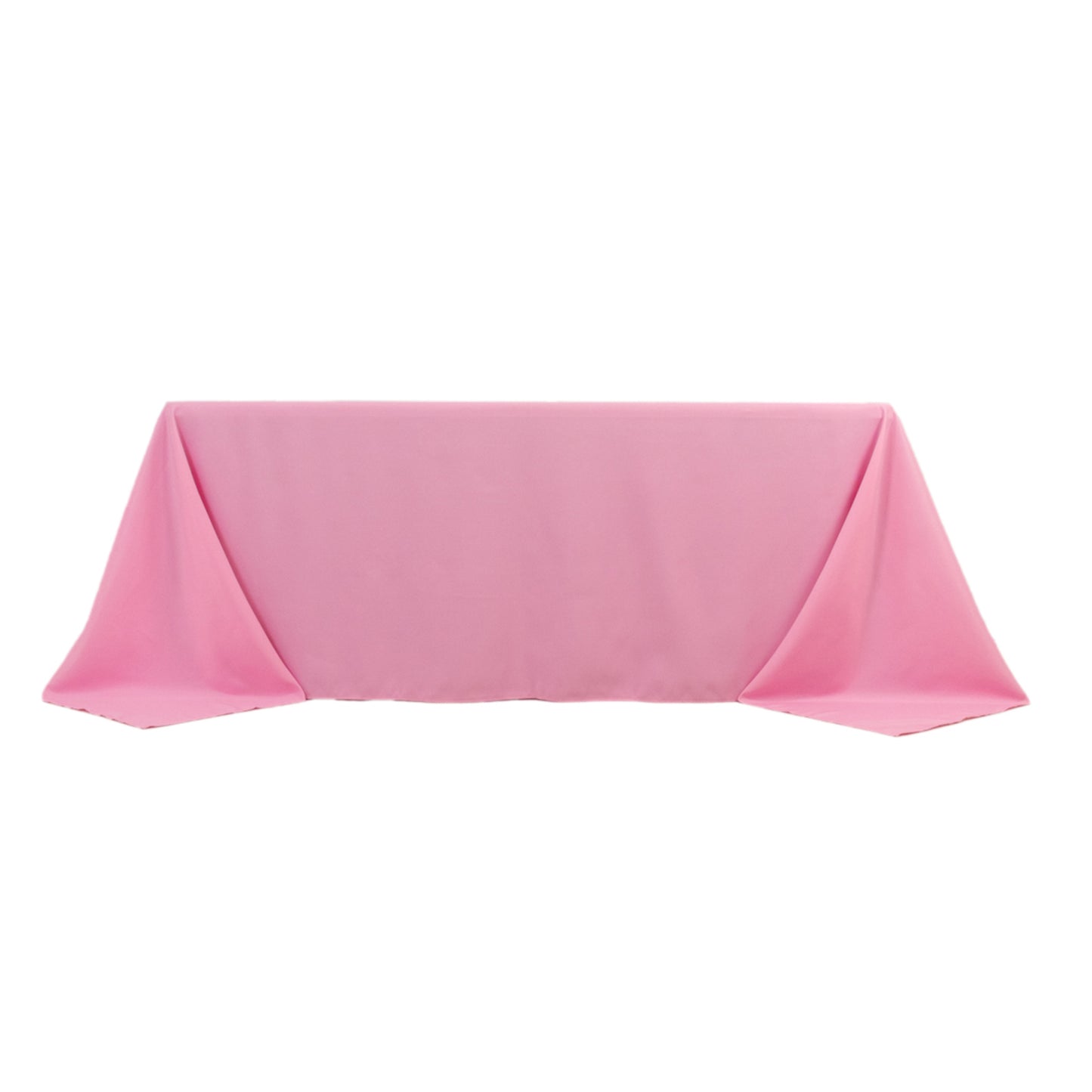 90"x132" Pink Seamless Premium Polyester Rectangular Tablecloth - 220GSM for 6 Foot Table With Floor-Length Drop