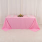 90"x132" Pink Seamless Premium Polyester Rectangular Tablecloth - 220GSM for 6 Foot Table With Floor-Length Drop