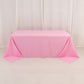90"x132" Pink Seamless Premium Polyester Rectangular Tablecloth - 220GSM for 6 Foot Table With Floor-Length Drop