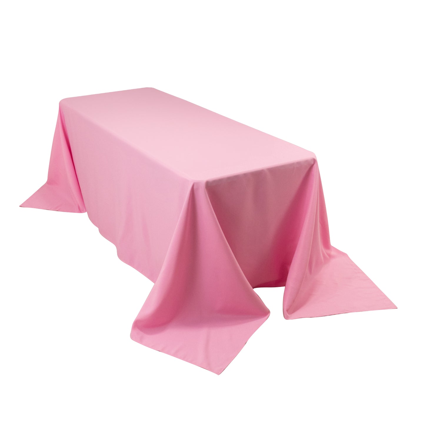 90"x132" Pink Seamless Premium Polyester Rectangular Tablecloth - 220GSM for 6 Foot Table With Floor-Length Drop