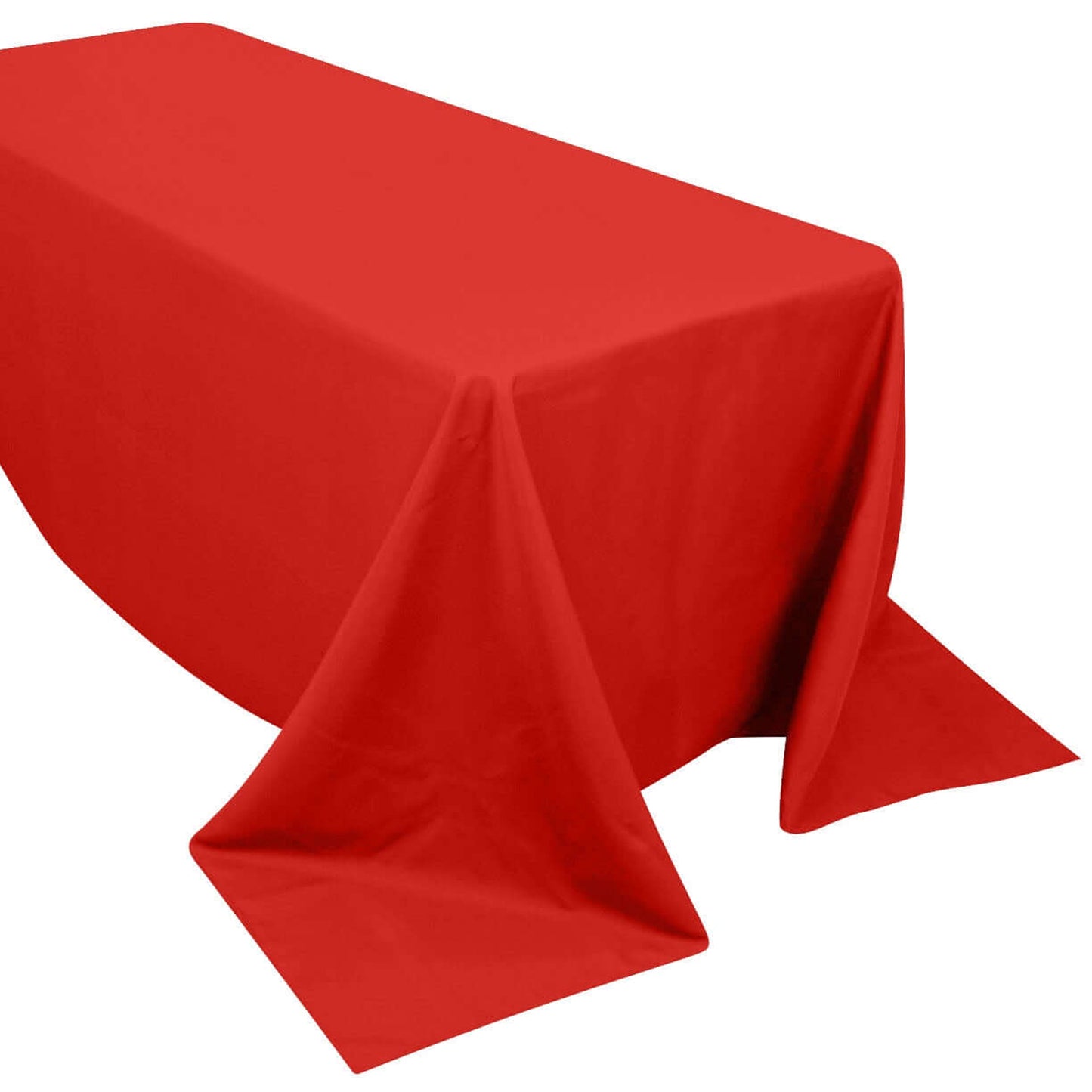 90"x132" Red Seamless Premium Polyester Rectangular Tablecloth - 220GSM