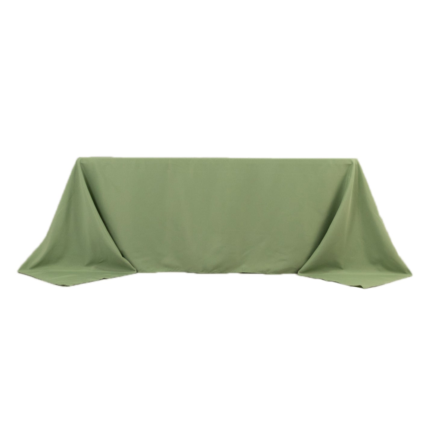 90"x132" Sage Green Seamless Premium Polyester Rectangular Tablecloth - 220GSM for 6 Foot Table With Floor-Length Drop