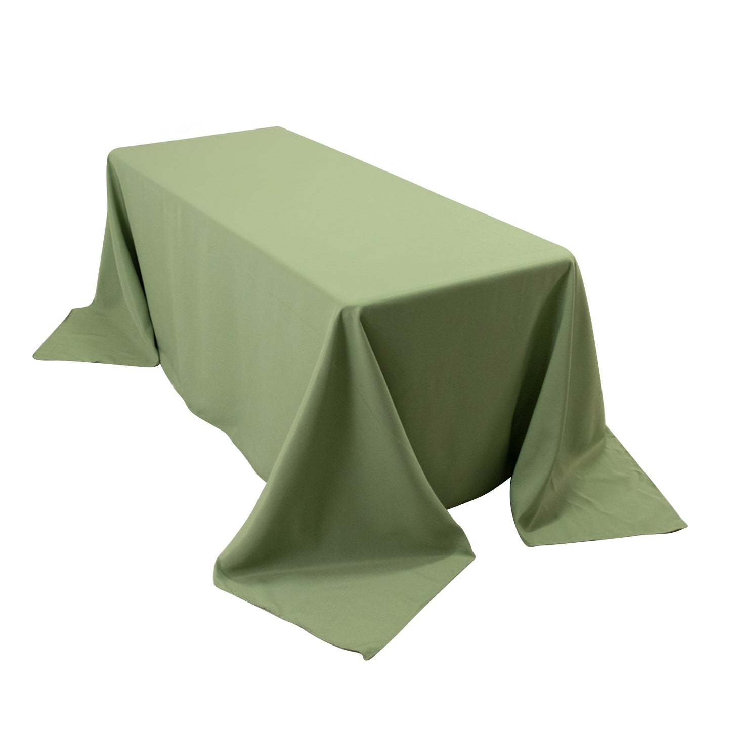 90"x132" Sage Green Seamless Premium Polyester Rectangular Tablecloth - 220GSM for 6 Foot Table With Floor-Length Drop