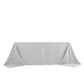 90"x132" Silver Seamless Premium Polyester Rectangular Tablecloth - 220GSM for 6 Foot Table With Floor-Length Drop