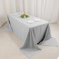 90"x132" Silver Seamless Premium Polyester Rectangular Tablecloth - 220GSM for 6 Foot Table With Floor-Length Drop