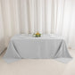 90"x132" Silver Seamless Premium Polyester Rectangular Tablecloth - 220GSM for 6 Foot Table With Floor-Length Drop