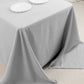 90"x132" Silver Seamless Premium Polyester Rectangular Tablecloth - 220GSM for 6 Foot Table With Floor-Length Drop