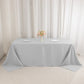90"x132" Silver Seamless Premium Polyester Rectangular Tablecloth - 220GSM for 6 Foot Table With Floor-Length Drop