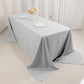 90"x132" Silver Seamless Premium Polyester Rectangular Tablecloth - 220GSM for 6 Foot Table With Floor-Length Drop
