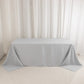 90"x132" Silver Seamless Premium Polyester Rectangular Tablecloth - 220GSM for 6 Foot Table With Floor-Length Drop