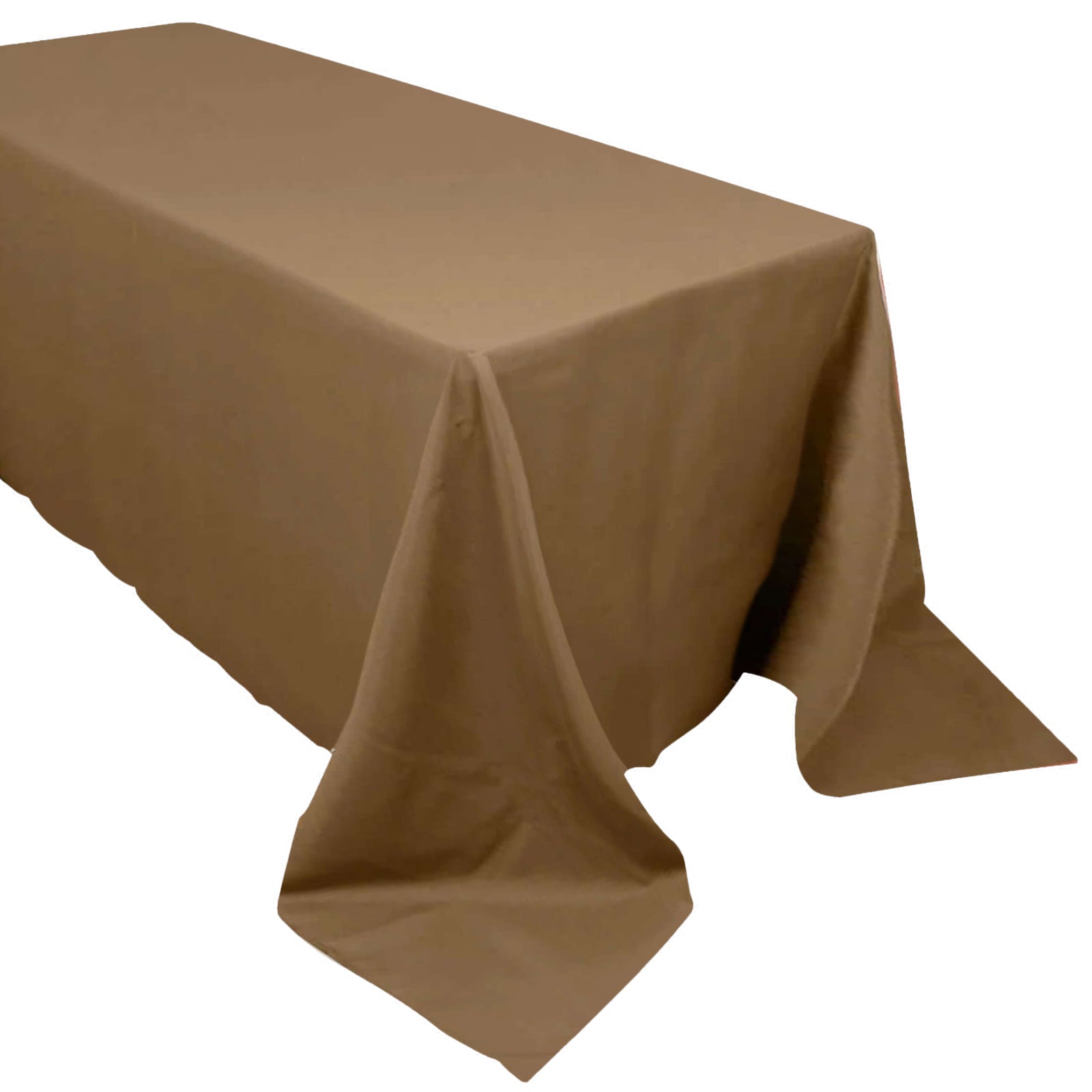 90inch x 132inch Taupe Polyester Rectangular Tablecloth