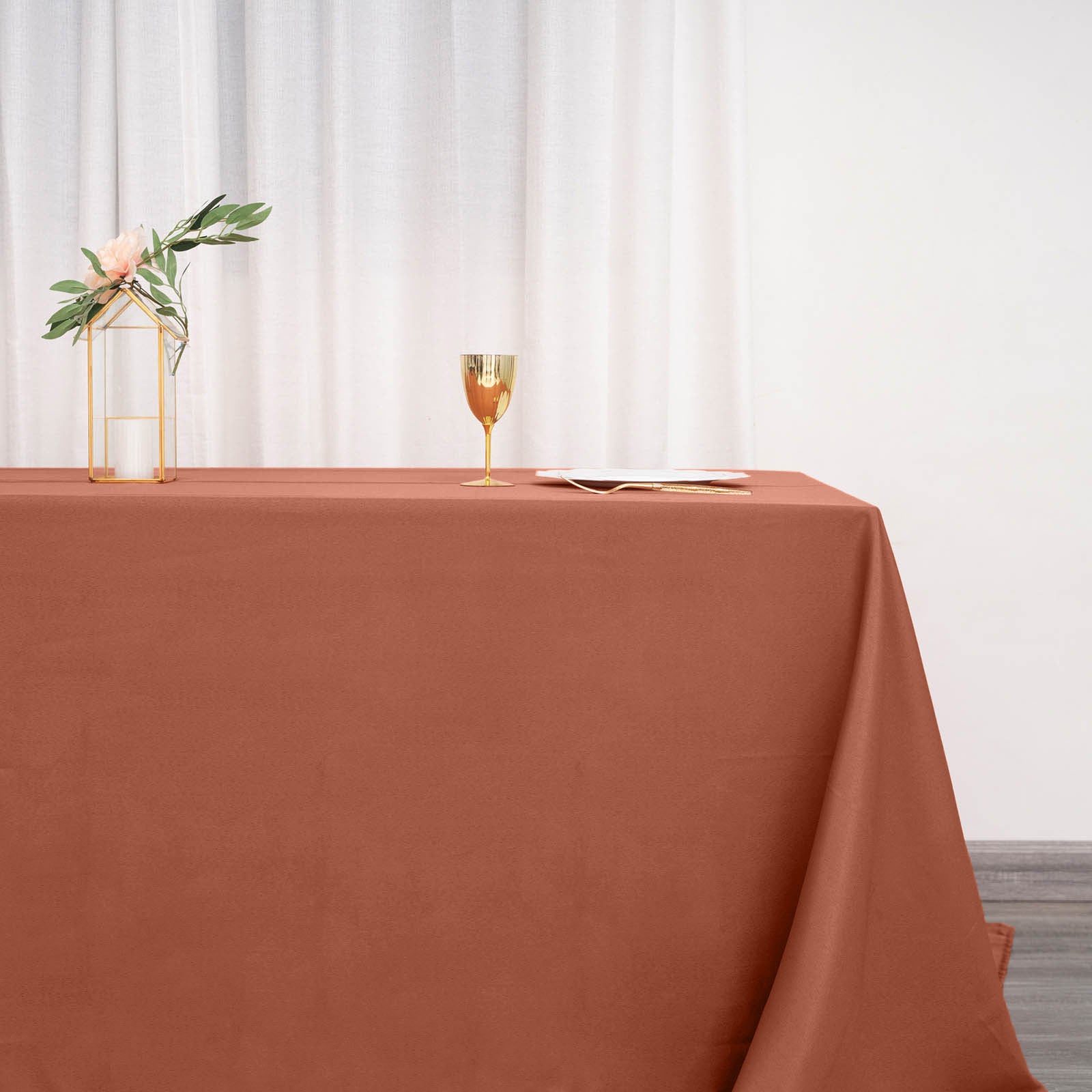 Terracotta 90x132 Inch Polyester Rectangular Tablecloth