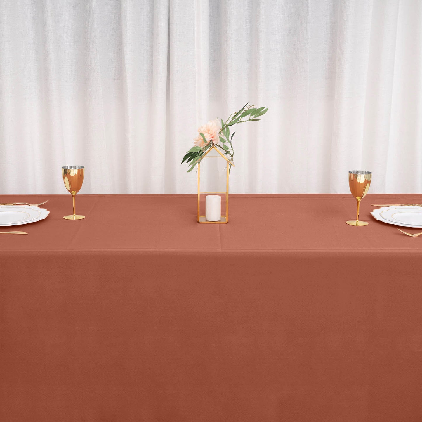 Rectangular Tablecloth Terracotta Polyester 90x132 Inch