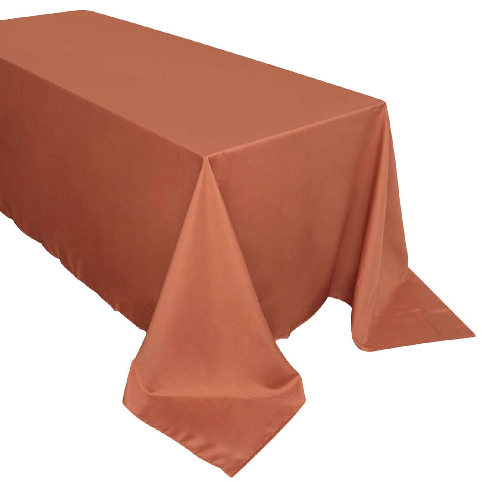 Polyester Rectangular Tablecloth In Terracotta 90x132 Inch