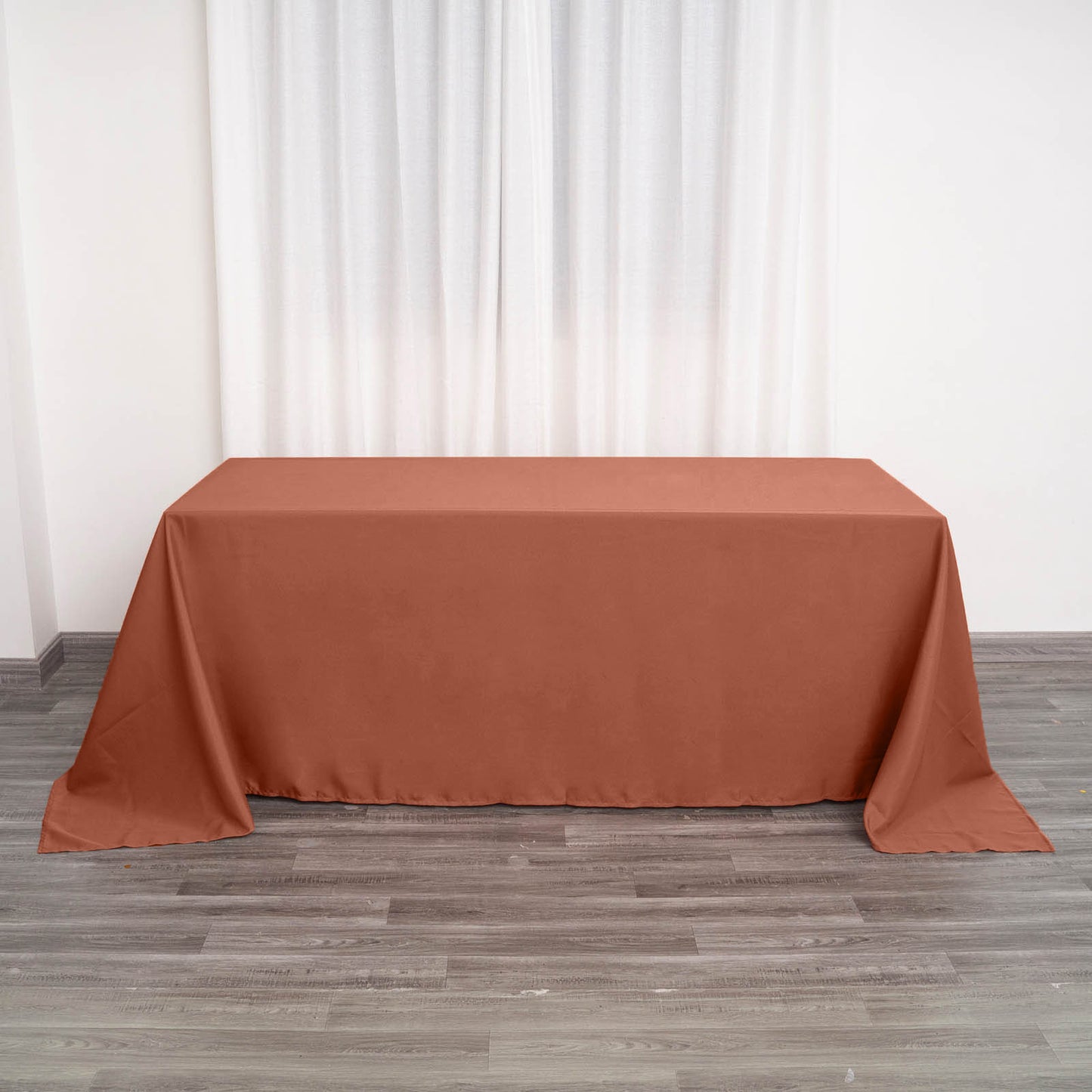 90"x132" Terracotta (Rust) Seamless Polyester Rectangular Tablecloth