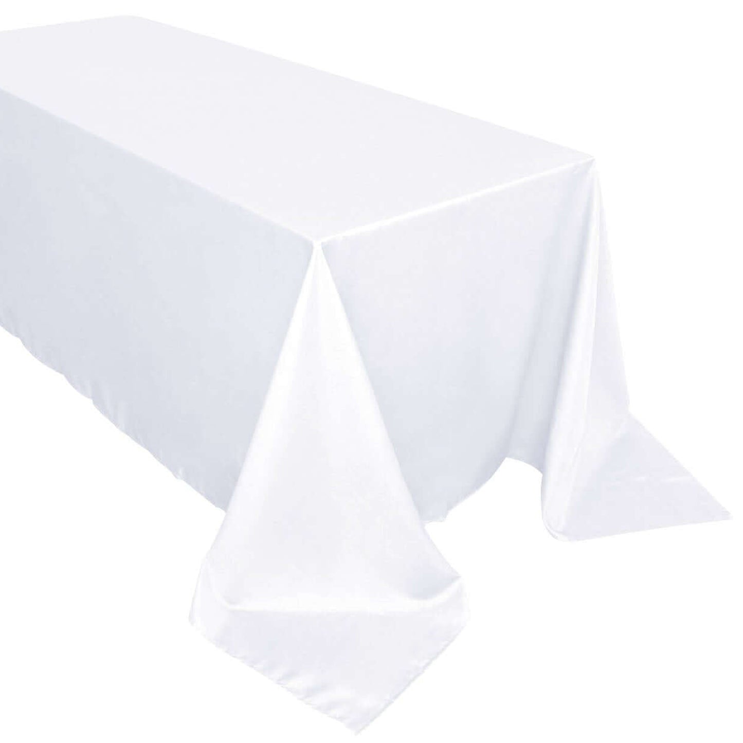 Rectangular Tablecloth In White Polyester 90 Inch x 132 Inch