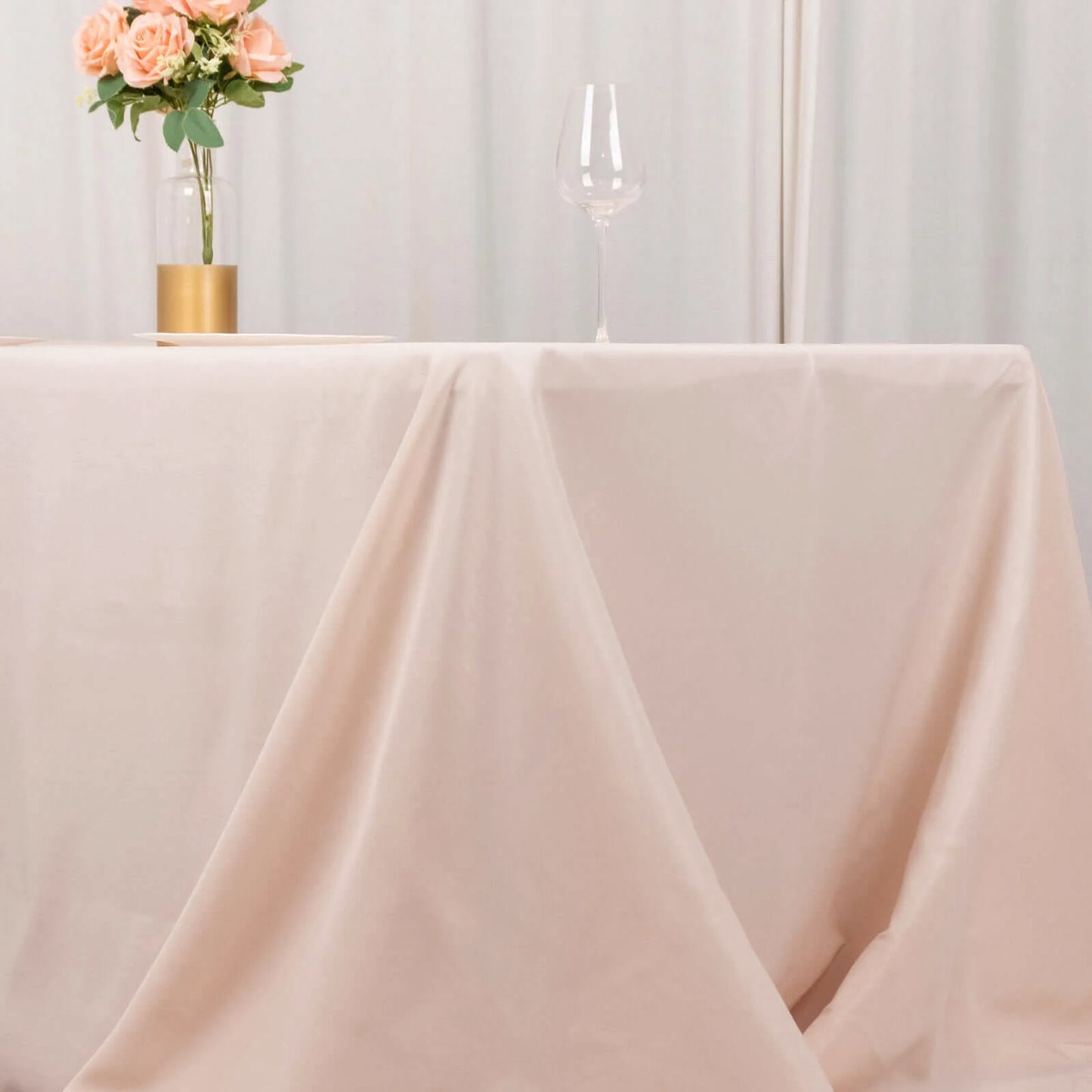 90"x156" Blush Seamless Premium Polyester Rectangular Tablecloth - 220GSM