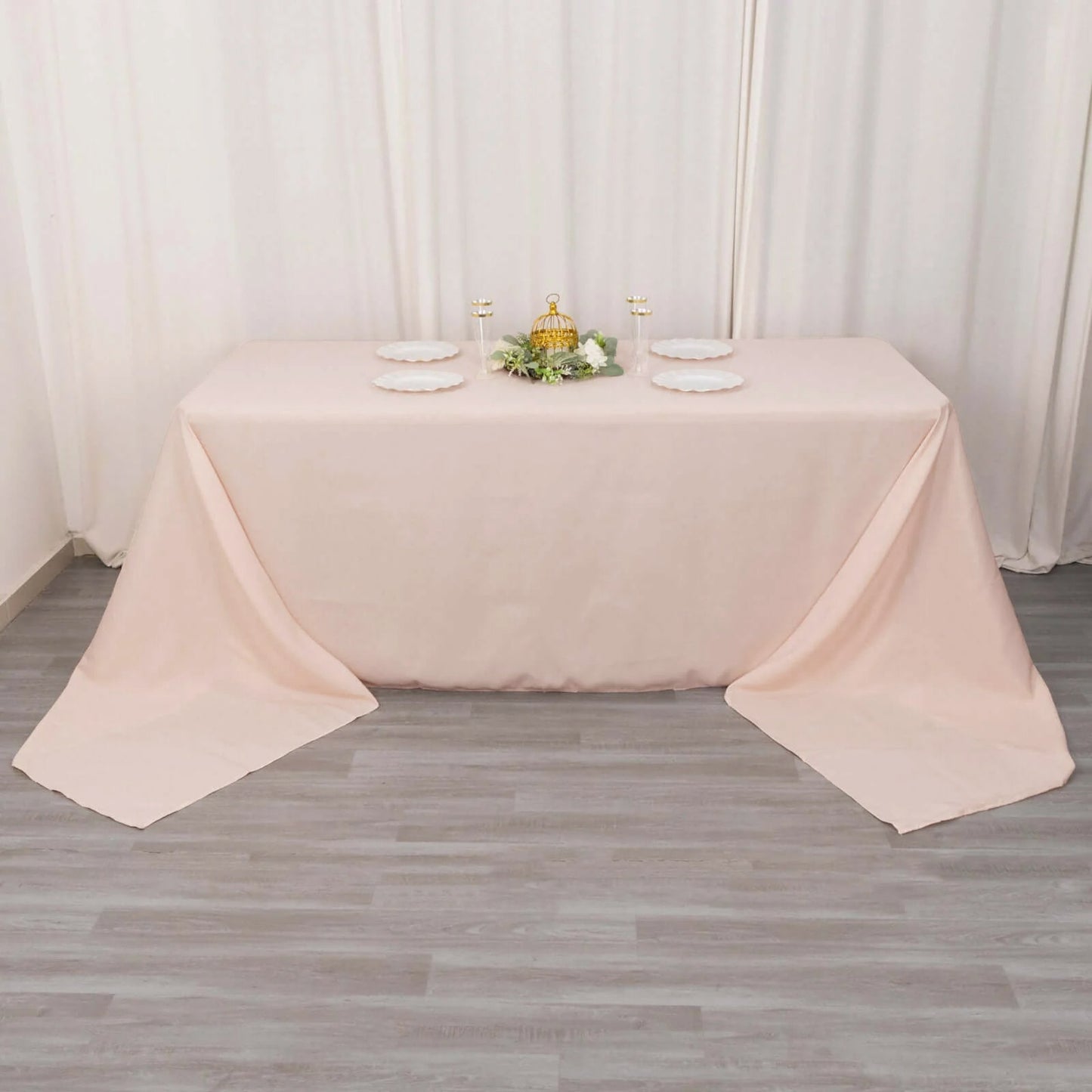 90"x156" Blush Seamless Premium Polyester Rectangular Tablecloth - 220GSM