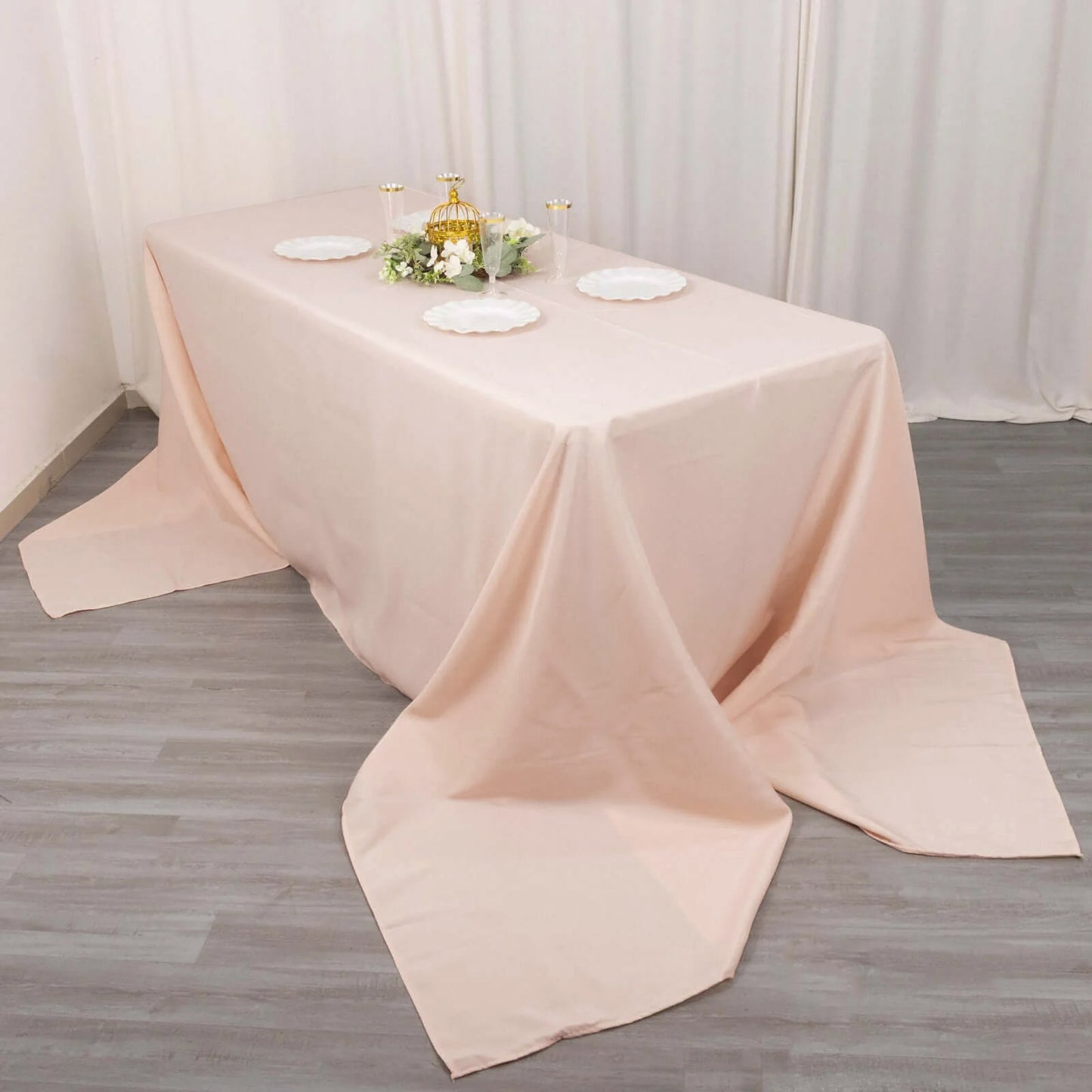 90"x156" Blush Seamless Premium Polyester Rectangular Tablecloth - 220GSM