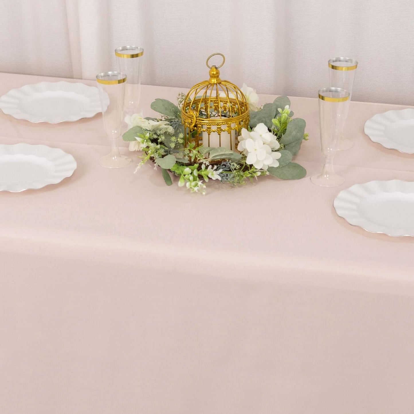 90"x156" Blush Seamless Premium Polyester Rectangular Tablecloth - 220GSM