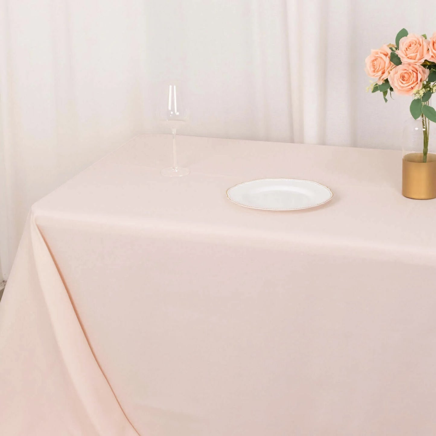 90"x156" Blush Seamless Premium Polyester Rectangular Tablecloth - 220GSM