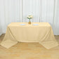 90"x156" Beige Seamless Polyester Rectangular Tablecloth