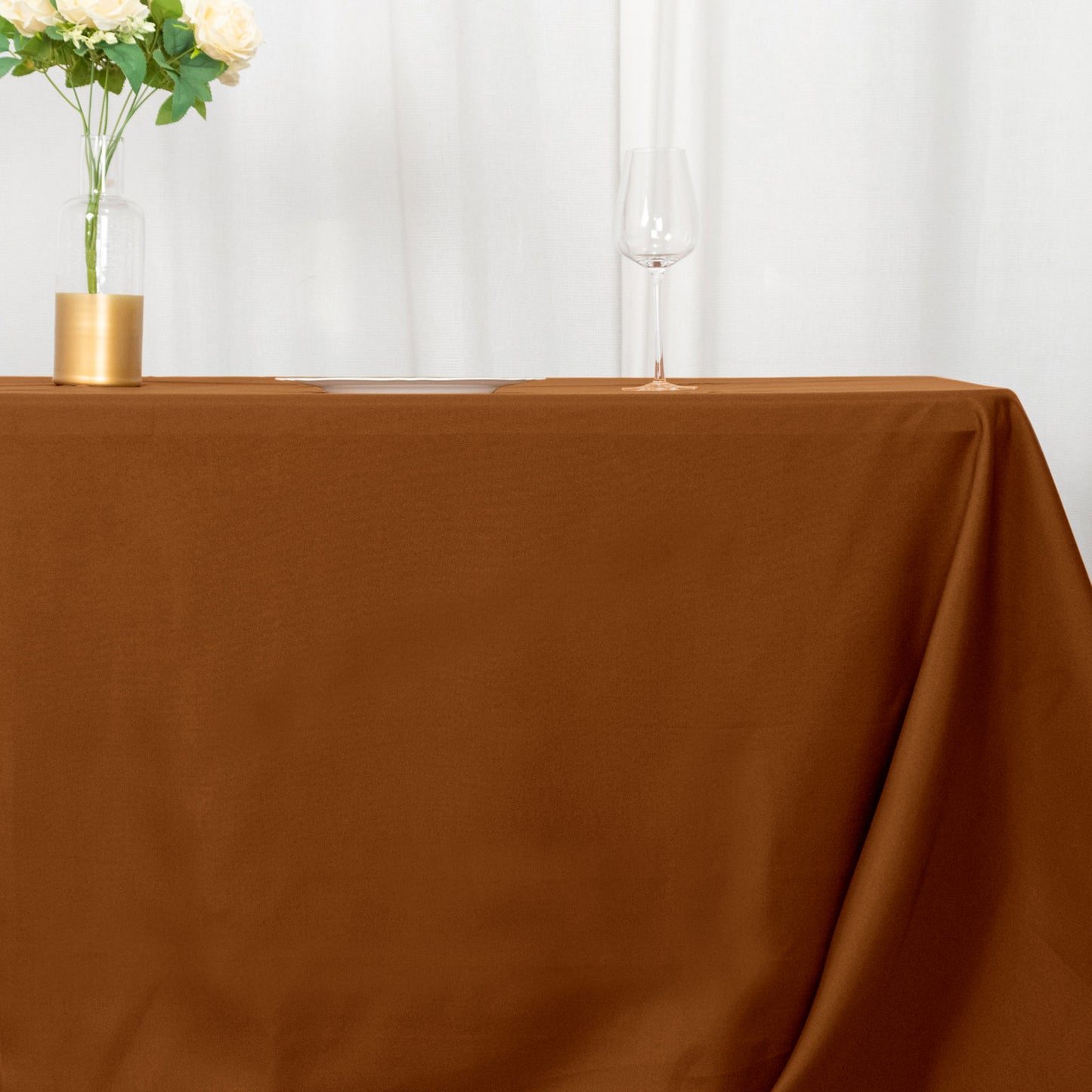 90"x156" Cinnamon Brown Seamless Polyester Rectangular Tablecloth