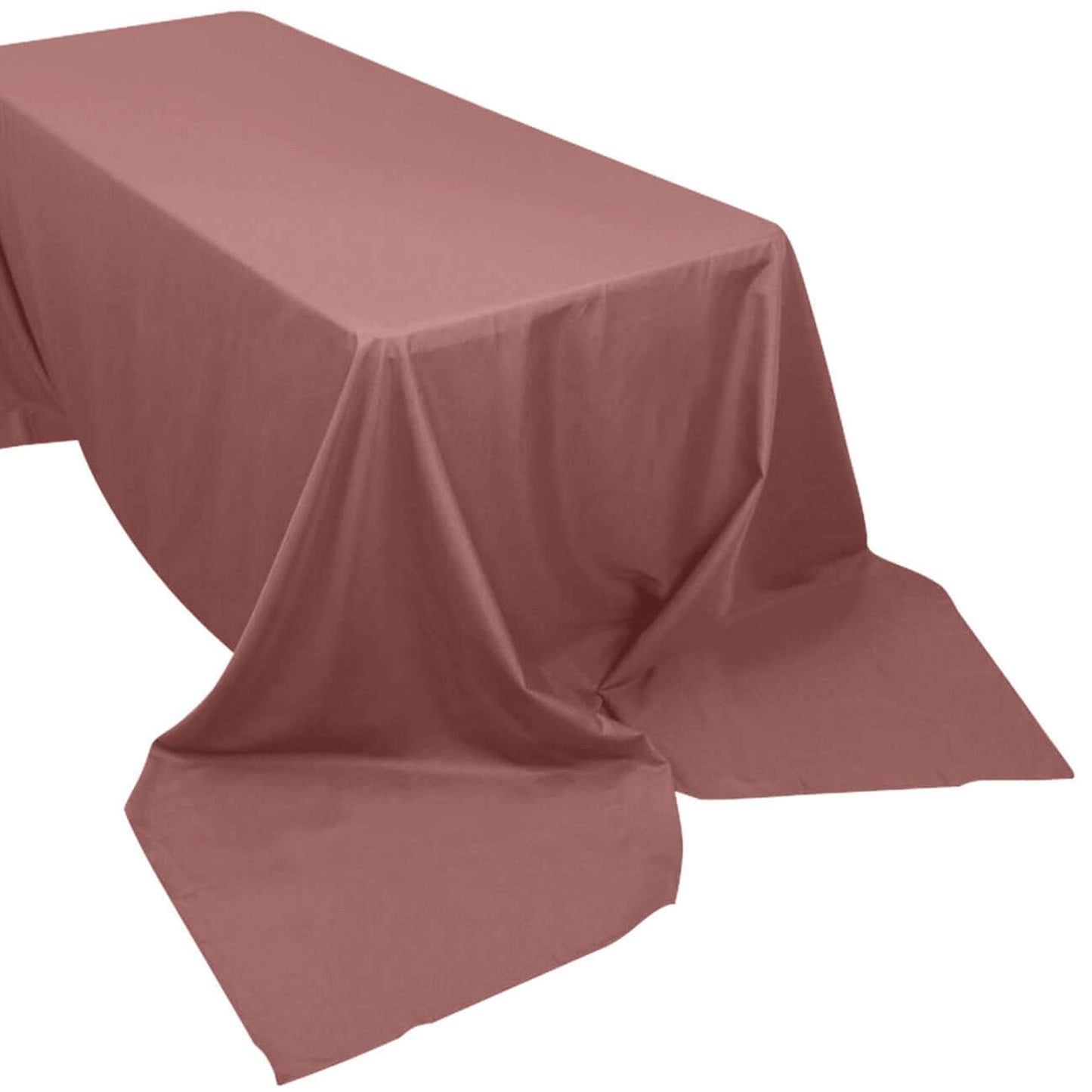 Polyester Seamless Rectangular Linen Tablecloth Cinnamon Rose 90X156 Inch