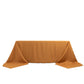 90"x156" Gold Seamless Premium Polyester Rectangular Tablecloth - 220GSM for 8 Foot Table With Floor-Length Drop