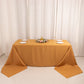 90"x156" Gold Seamless Premium Polyester Rectangular Tablecloth - 220GSM for 8 Foot Table With Floor-Length Drop