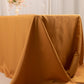 90"x156" Gold Seamless Premium Polyester Rectangular Tablecloth - 220GSM for 8 Foot Table With Floor-Length Drop