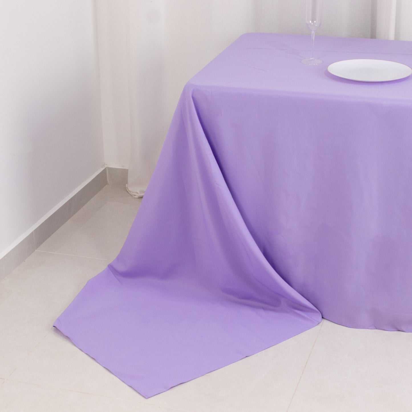 90"x156" Lavender Lilac Seamless Premium Polyester Rectangular Tablecloth - 220GSM for 8 Foot Table With Floor-Length Drop