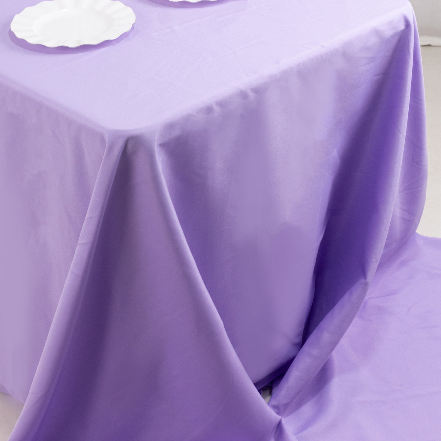 90"x156" Lavender Lilac Seamless Premium Polyester Rectangular Tablecloth - 220GSM for 8 Foot Table With Floor-Length Drop