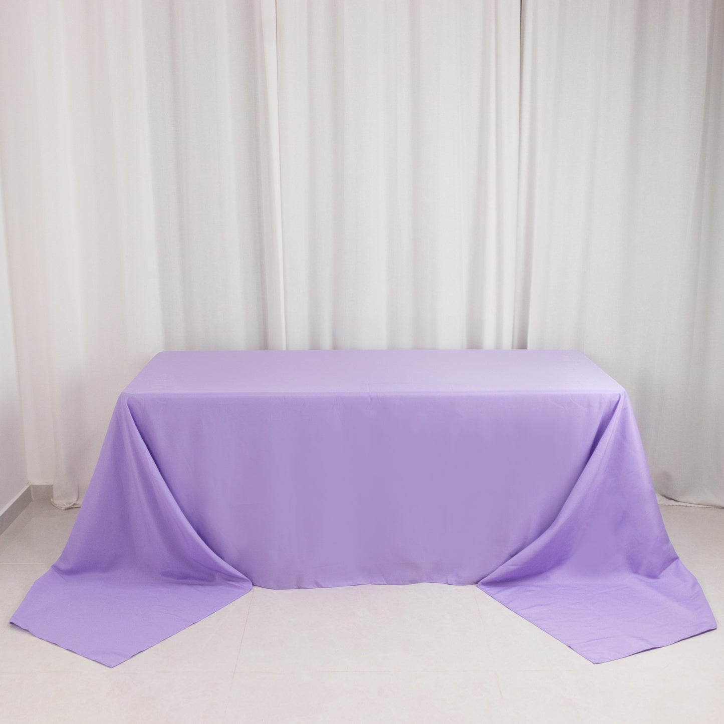 90"x156" Lavender Lilac Seamless Premium Polyester Rectangular Tablecloth - 220GSM for 8 Foot Table With Floor-Length Drop