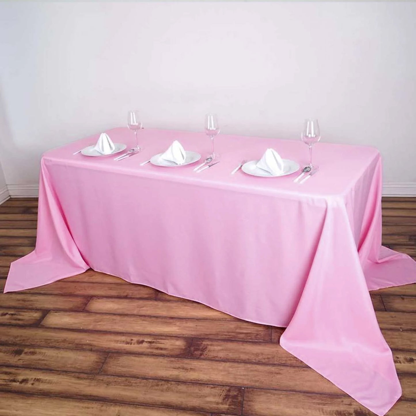 90"x156" PINK Seamless Polyester Rectangular Tablecloth