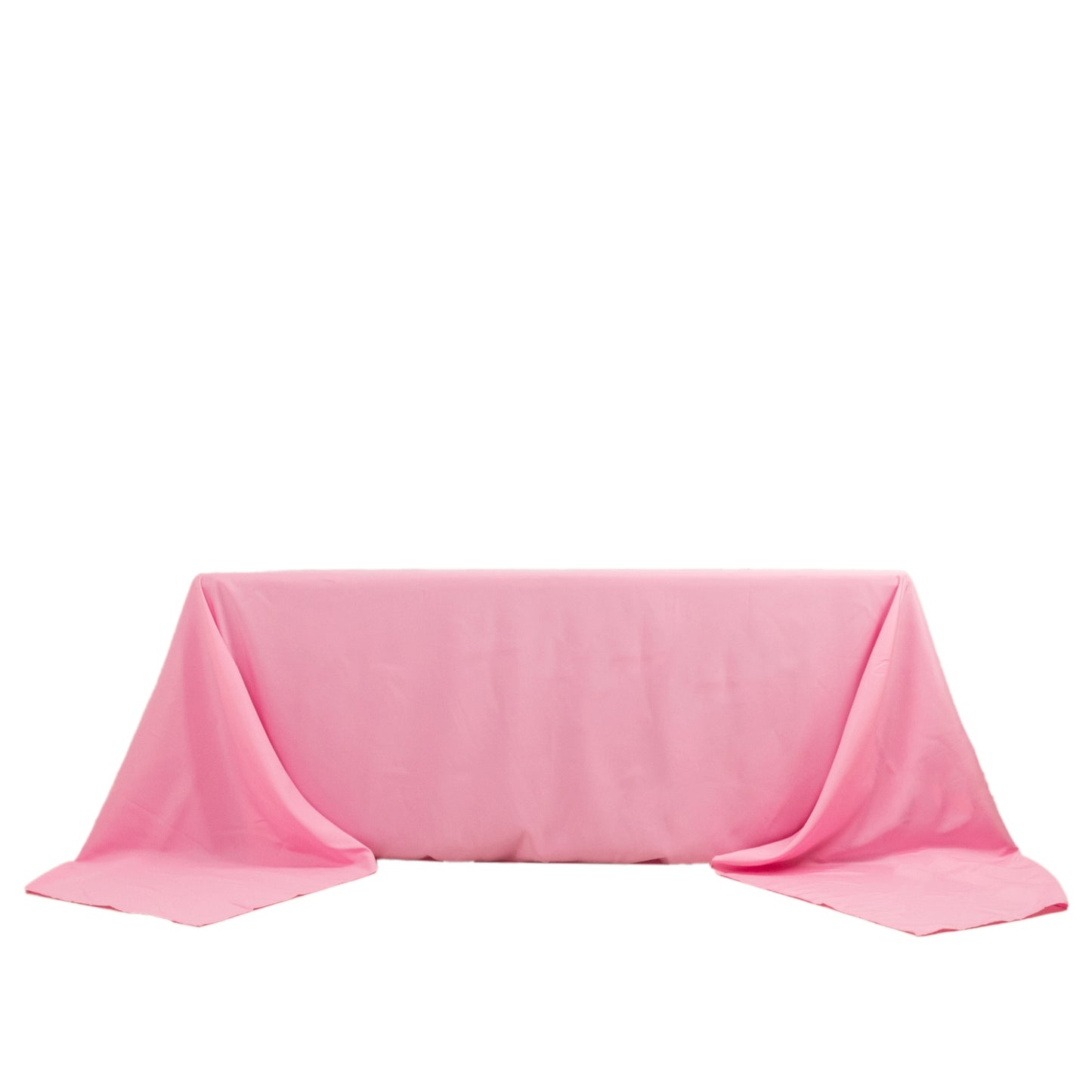 90"x156" Pink Seamless Premium Polyester Rectangular Tablecloth - 220GSM for 8 Foot Table With Floor-Length Drop