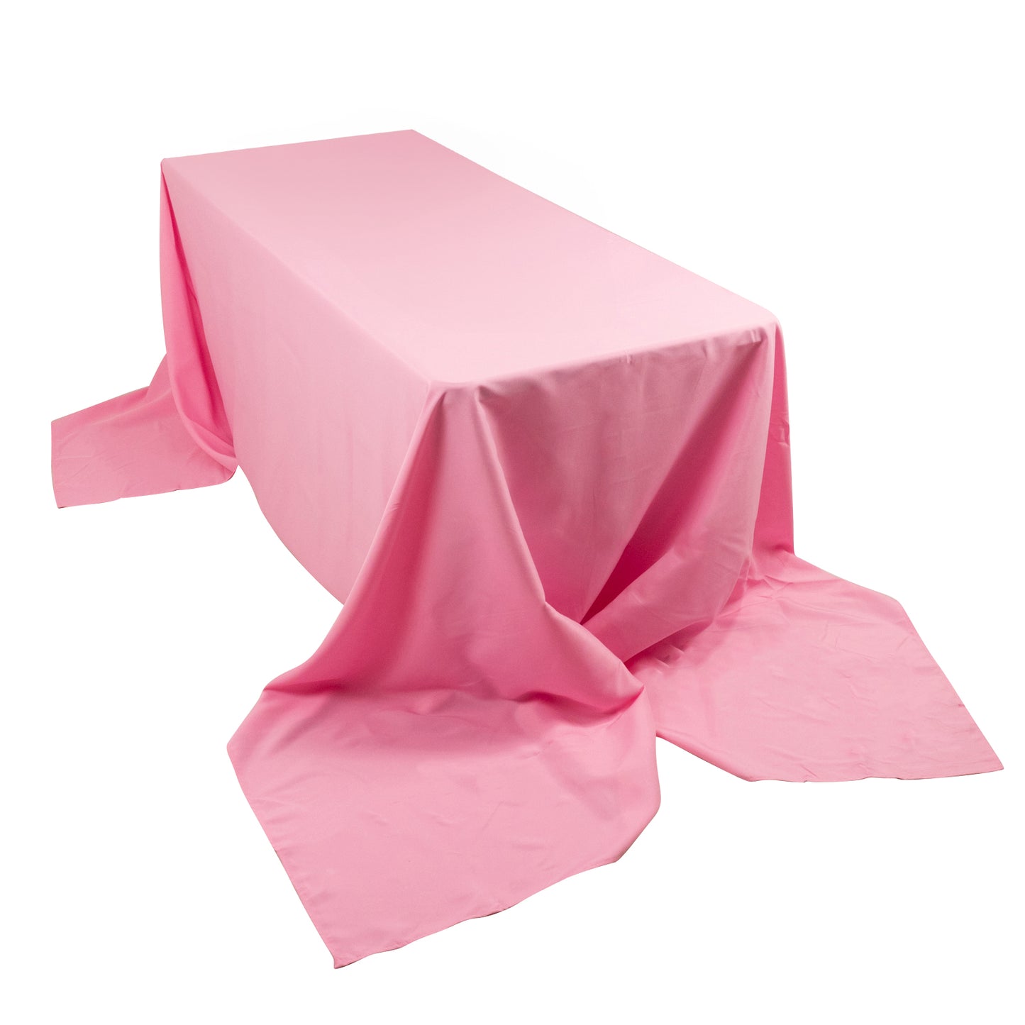 90"x156" Pink Seamless Premium Polyester Rectangular Tablecloth - 220GSM for 8 Foot Table With Floor-Length Drop