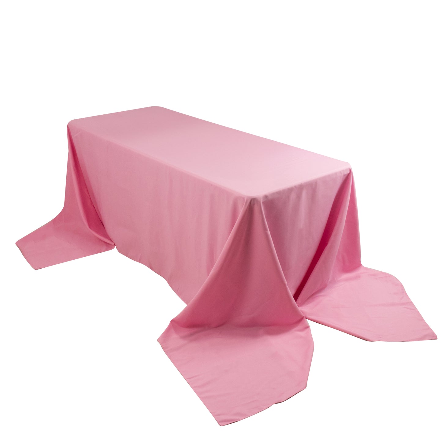 90"x156" Pink Seamless Premium Polyester Rectangular Tablecloth - 220GSM for 8 Foot Table With Floor-Length Drop