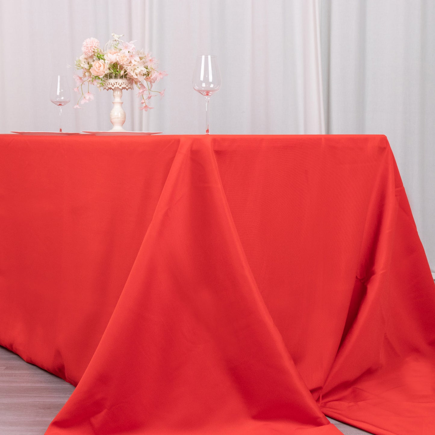 90"x156" Red Seamless Premium Polyester Rectangular Tablecloth - 220GSM