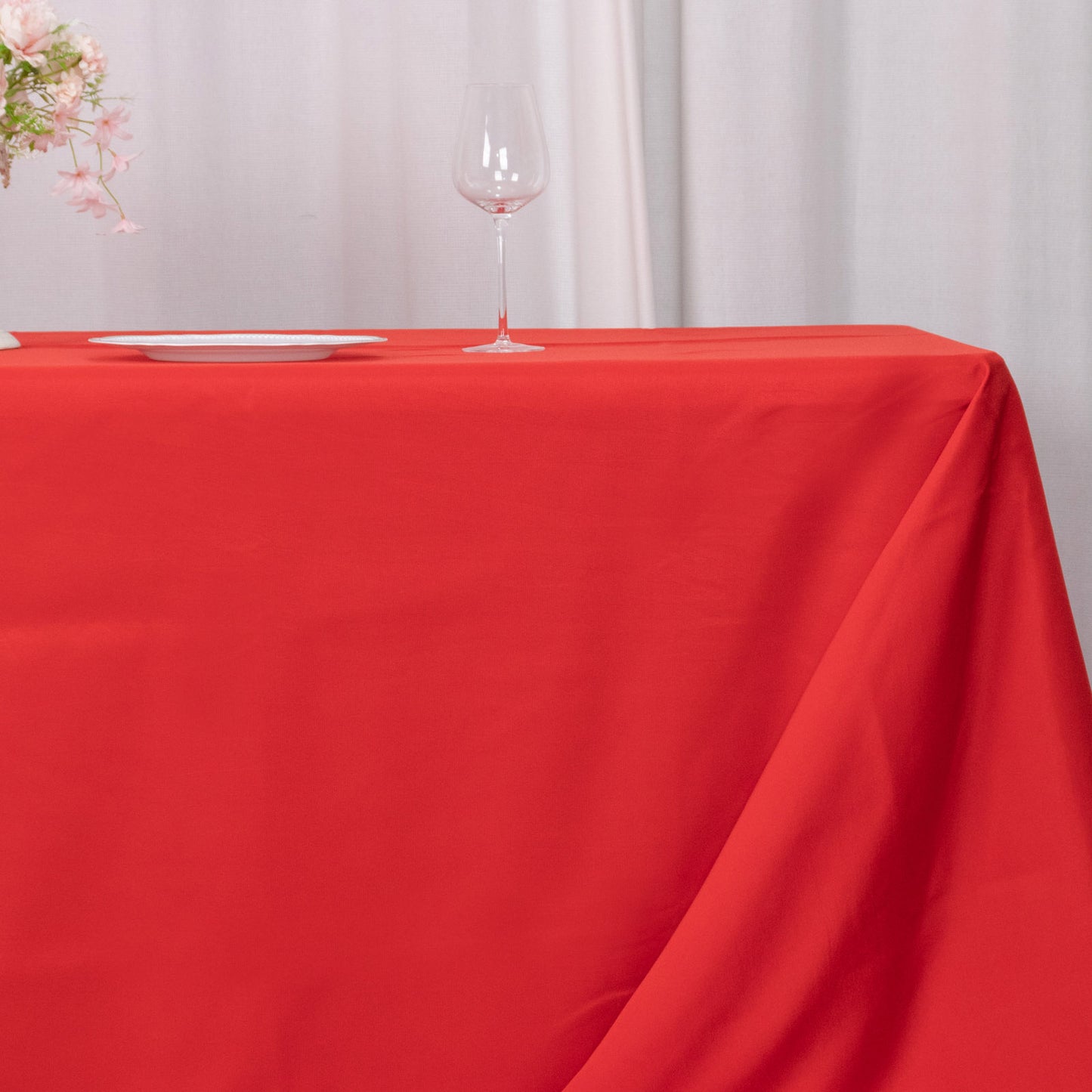 90"x156" Red Seamless Premium Polyester Rectangular Tablecloth - 220GSM