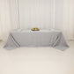 90"x156" Silver Seamless Premium Polyester Rectangular Tablecloth - 220GSM for 8 Foot Table With Floor-Length Drop