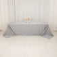 90"x156" Silver Seamless Premium Polyester Rectangular Tablecloth - 220GSM for 8 Foot Table With Floor-Length Drop