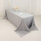 90"x156" Silver Seamless Premium Polyester Rectangular Tablecloth - 220GSM for 8 Foot Table With Floor-Length Drop