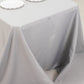 90"x156" Silver Seamless Premium Polyester Rectangular Tablecloth - 220GSM for 8 Foot Table With Floor-Length Drop