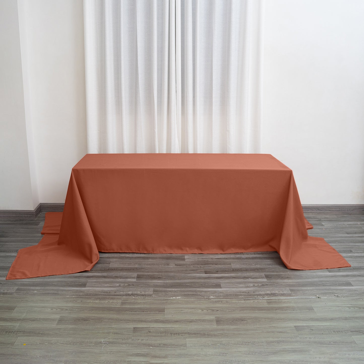 90"x156" Terracotta (Rust Seamless Polyester Rectangular Tablecloth