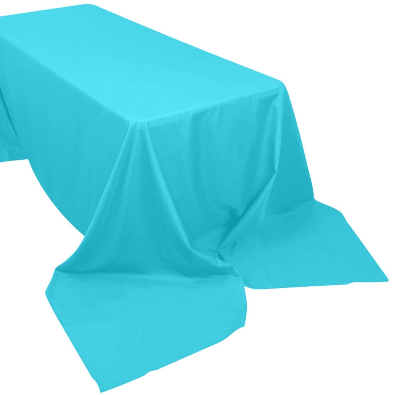 Turquoise Polyester 90 Inch x 156 Inch Rectangular Tablecloth